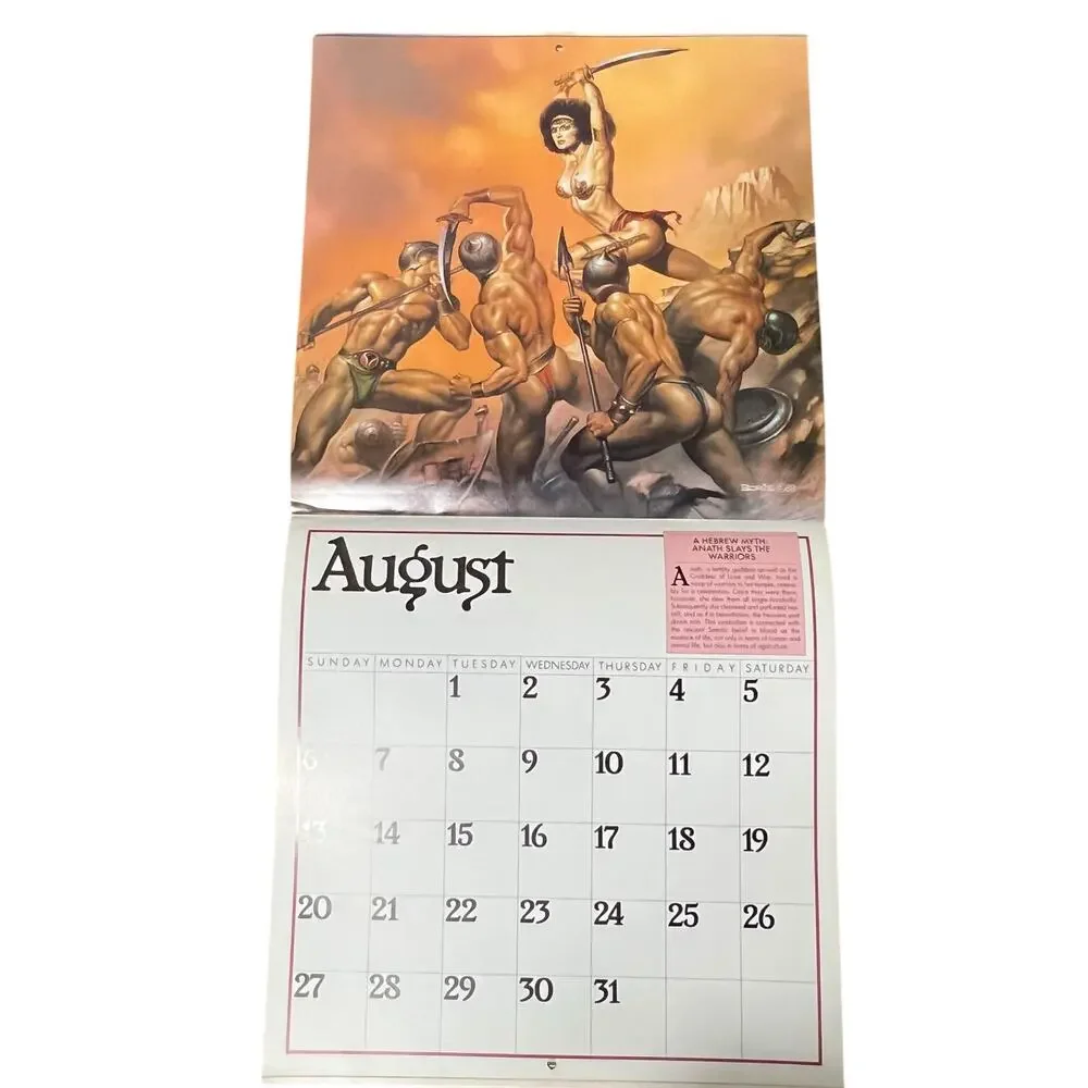 1989 Boris Vallejo Mythology Calendar Unused same dates again in 2034